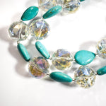Turquoise Magnesite Stone and Glass Wind Chime with Large Crystals - Bring Sparkle to the Patio or Garden