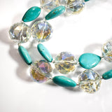 Turquoise Magnesite Stone and Glass Wind Chime with Large Crystals - Bring Sparkle to the Patio or Garden