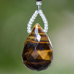 Small Black and Gold Sun Catcher with Tiger Eye Pendant for Window, Garden, Car Decor