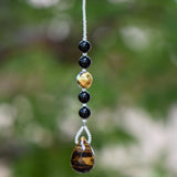 Small Black and Gold Sun Catcher with Tiger Eye Pendant for Window, Garden, Car Decor