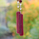 Pink and Red Sun Chime with Jade Stones and Glass, Unique Patio and Garden Decor