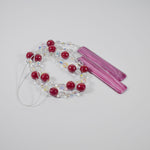 Pink and Red Sun Chime with Jade Stones and Glass, Unique Patio and Garden Decor