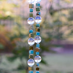 Turquoise Howlite Stone and Glass Wind Chime - Rustic Southwest Patio and Garden Art - Gift for Housewarming, Birthday, Memorial, Retirement