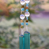 Turquoise Howlite Stone and Glass Wind Chime - Rustic Southwest Patio and Garden Art - Gift for Housewarming, Birthday, Memorial, Retirement