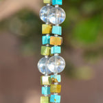 Turquoise Howlite Stone and Glass Wind Chime - Rustic Southwest Patio and Garden Art - Gift for Housewarming, Birthday, Memorial, Retirement
