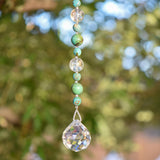Long Turquoise Magnesite Suncatcher for Window, Patio or Garden - Gift Ready for Housewarming, Thank You, Birthday