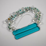 Glass Wind Chime with Turquoise Howlite Stones and Large Glass Crystals - Patio and Garden Art - Housewarming, Memorial, Retirement Gift