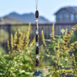 Long Hanging Sun Catcher with Fire Opal Stones and Sun Prism - Window or Garden Decor for Indoors or Outdoors