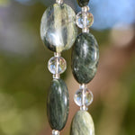 Seaweed Quartz Stone and Glass Wind Chime - Great Gift for Housewarming, Retirement, Memorial - Outdoor Patio and Garden Decor