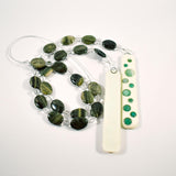 Seaweed Quartz Stone and Glass Wind Chime - Great Gift for Housewarming, Retirement, Memorial - Outdoor Patio and Garden Decor