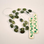 Seaweed Quartz Stone and Glass Wind Chime - Great Gift for Housewarming, Retirement, Memorial - Outdoor Patio and Garden Decor