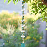Turquoise Howlite Stone and Glass Wind Chime - Rustic Southwest Patio and Garden Art - Gift for Housewarming, Birthday, Memorial, Retirement