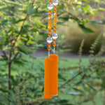 Bright Orange Sun Catching Glass Wind Chime for Patio, Garden, Porch or Balcony - Great Retirement, Memorial or Housewarming Gift