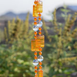 Bright Orange Sun Catching Glass Wind Chime for Patio, Garden, Porch or Balcony - Great Retirement, Memorial or Housewarming Gift