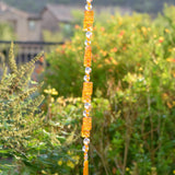 Bright Orange Sun Catching Glass Wind Chime for Patio, Garden, Porch or Balcony - Great Retirement, Memorial or Housewarming Gift