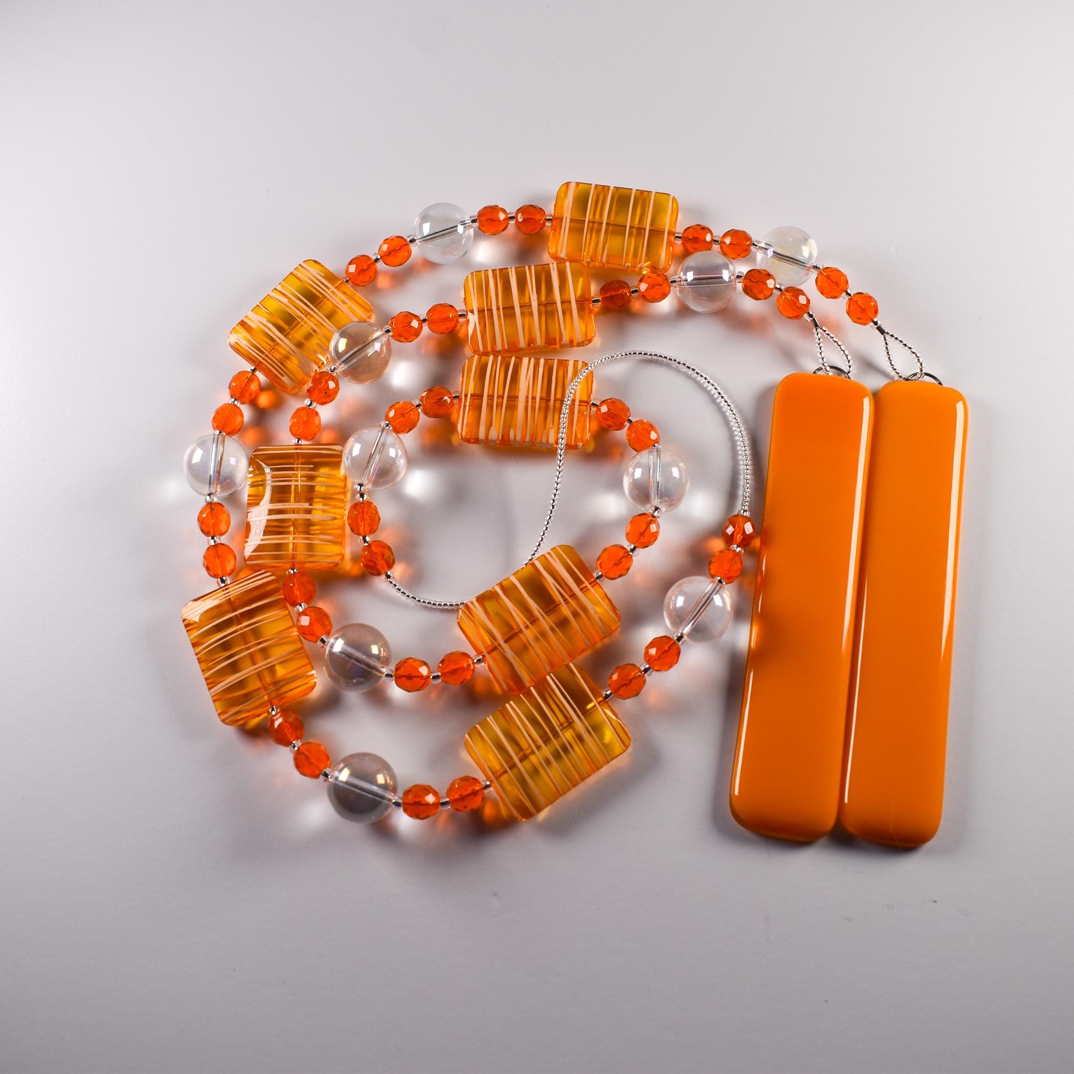Bright Orange Sun Catching Glass Wind Chime for Patio, Garden, Porch or Balcony - Great Retirement, Memorial or Housewarming Gift