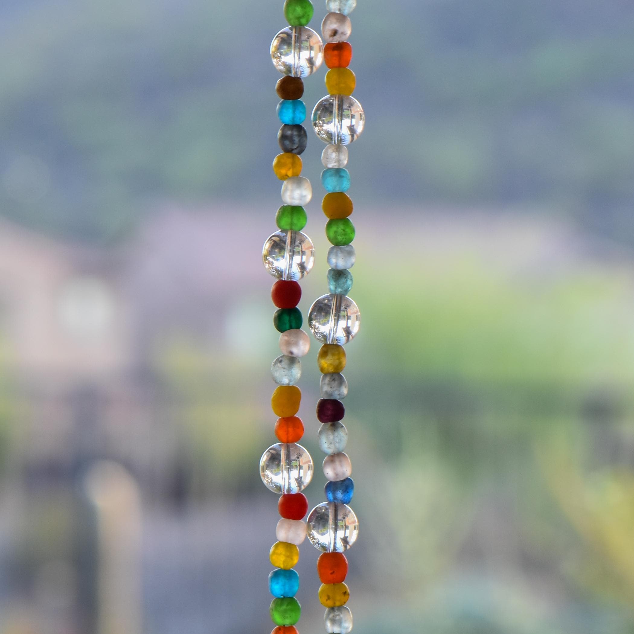 Colorful African Glass Bead Wind Chime - Patio and Garden Decor - Housewarming, Retirement Gift