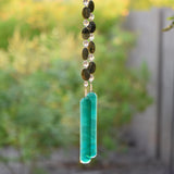 Seaweed Quartz and Teal Glass Wind Chime for Patio and Garden - Gift Ready - Housewarming, Birthday, Mothers Day