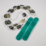 Seaweed Quartz and Teal Glass Wind Chime for Patio and Garden - Gift Ready - Housewarming, Birthday, Mothers Day