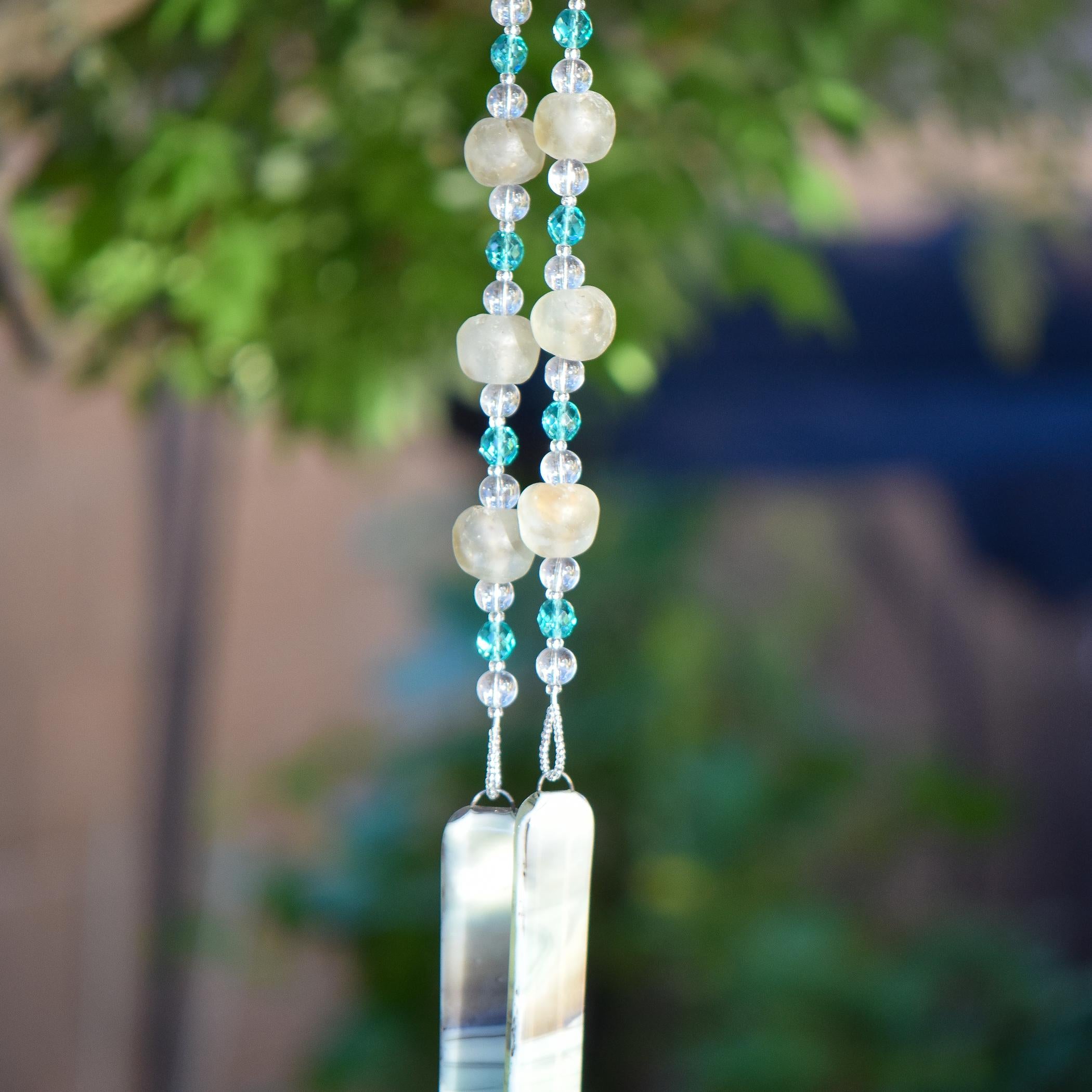 Smoky Ghana Krobo Bead Wind Chime for Patio or Garden - Housewarming, Retirement, Birthday Gift