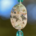 Long Azurite Malachite Stone Sun Catcher with Crystal Prism, 21"