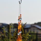 Bright Orange Sun Catching Glass Wind Chime for Patio, Garden, Porch or Balcony - Great Retirement, Memorial or Housewarming Gift