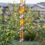 Bright Orange Sun Catching Glass Wind Chime for Patio, Garden, Porch or Balcony - Great Retirement, Memorial or Housewarming Gift