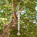 African Bead Sun Catcher with Large Crystal Prism - 17" Long - Window or Outdoor Decoration - Welcome Gift for Home