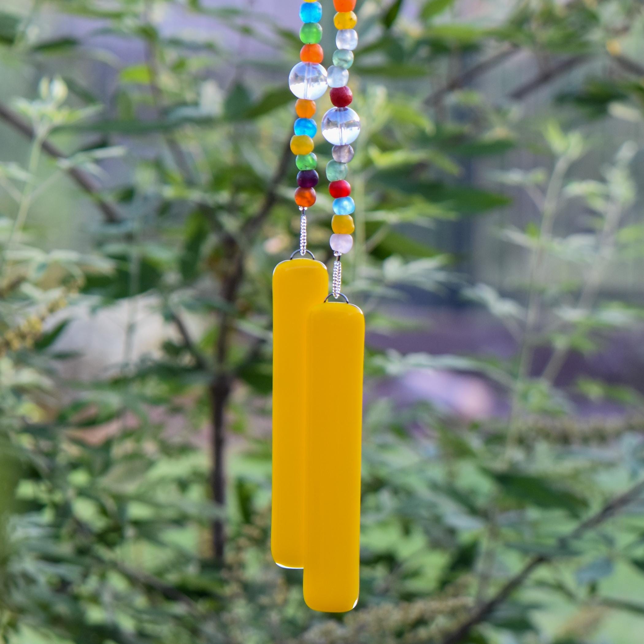 Colorful African Glass Bead Wind Chime - Patio and Garden Decor - Housewarming, Retirement Gift