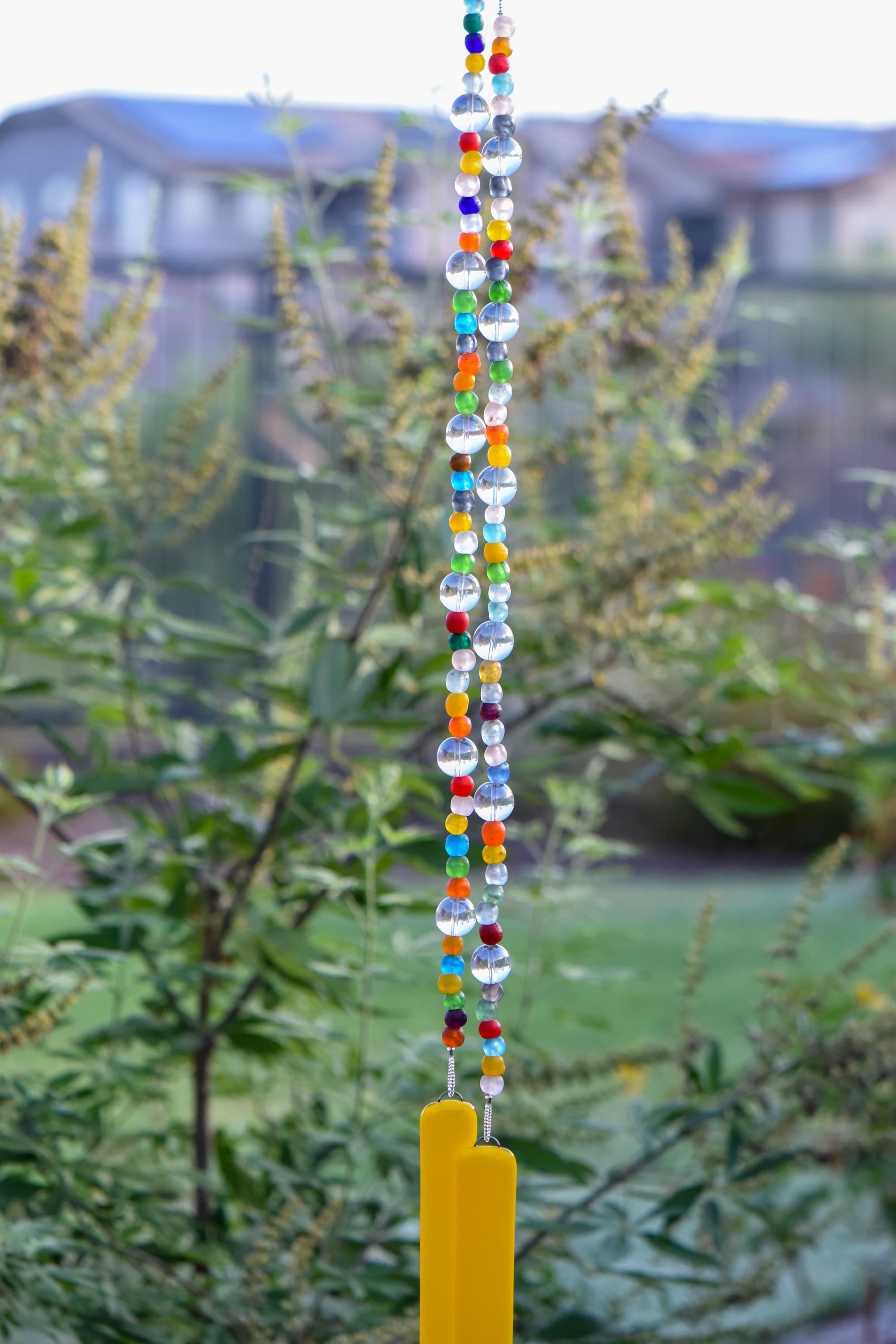 Colorful African Glass Bead Wind Chime - Patio and Garden Decor - Housewarming, Retirement Gift