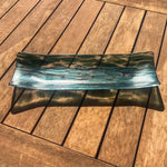 Unique Sparkling Green Glass Serving Tray with Channel Design - Home Entertaining Essential