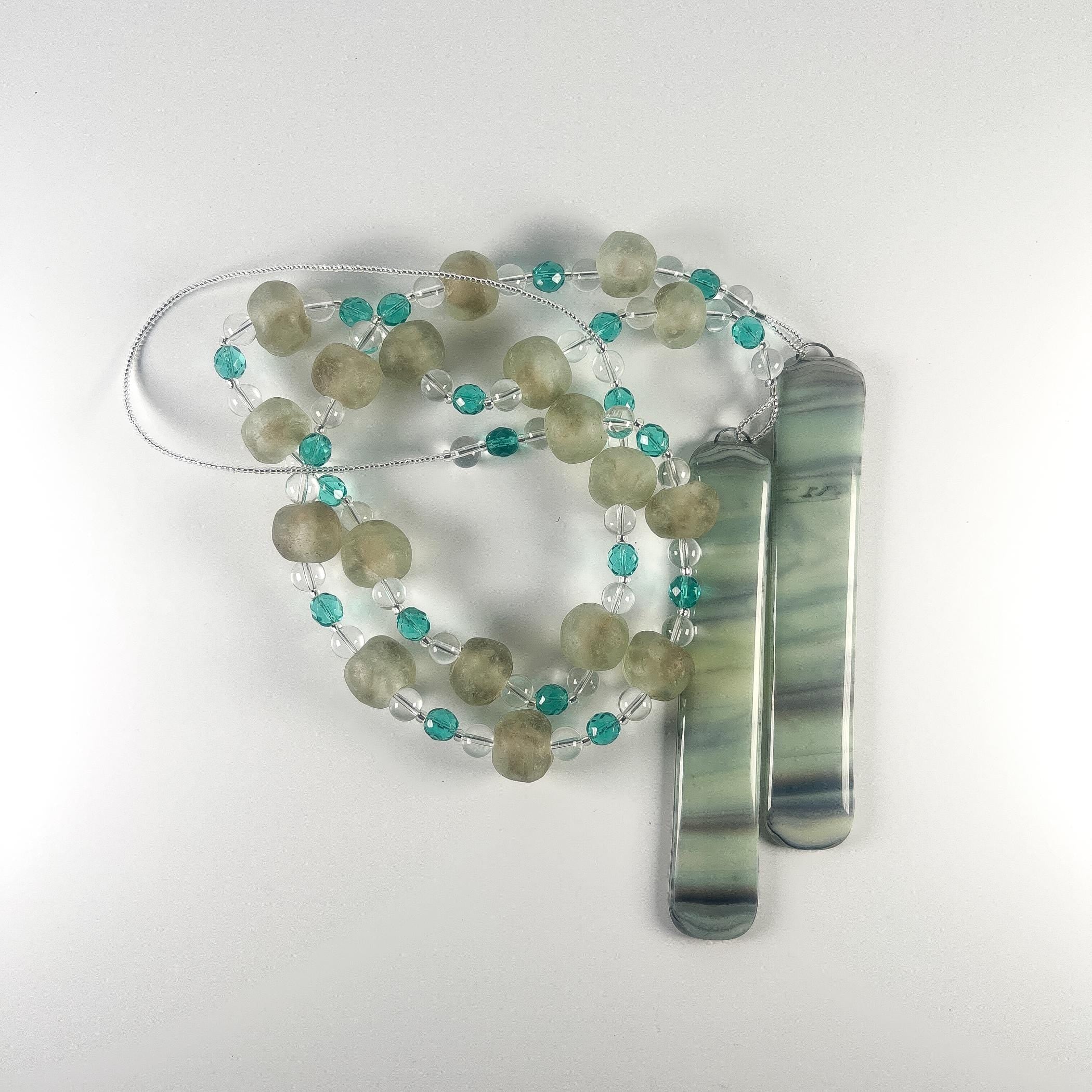 Smoky Ghana Krobo Bead Wind Chime for Patio or Garden - Housewarming, Retirement, Birthday Gift