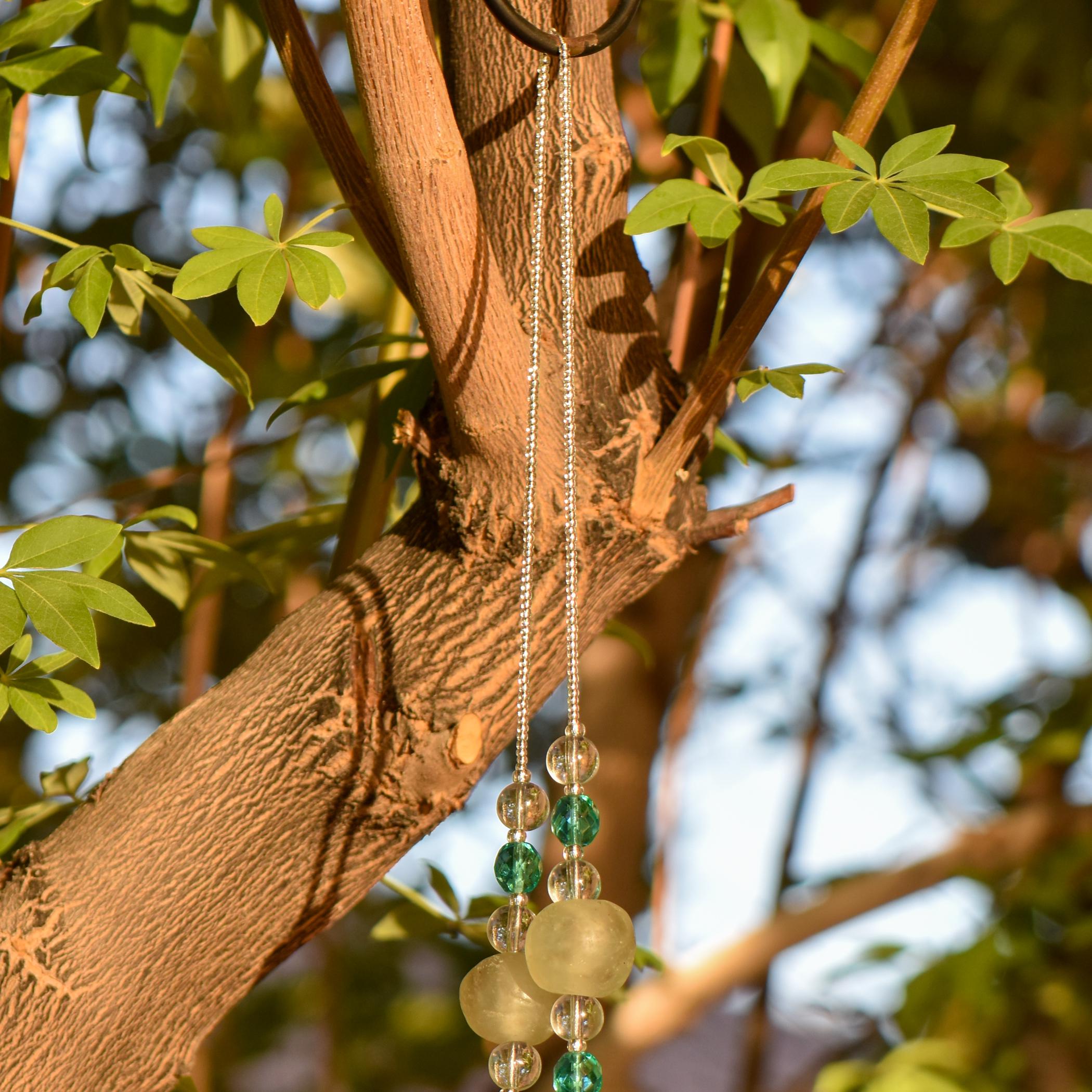 Smoky Ghana Krobo Bead Wind Chime for Patio or Garden - Housewarming, Retirement, Birthday Gift