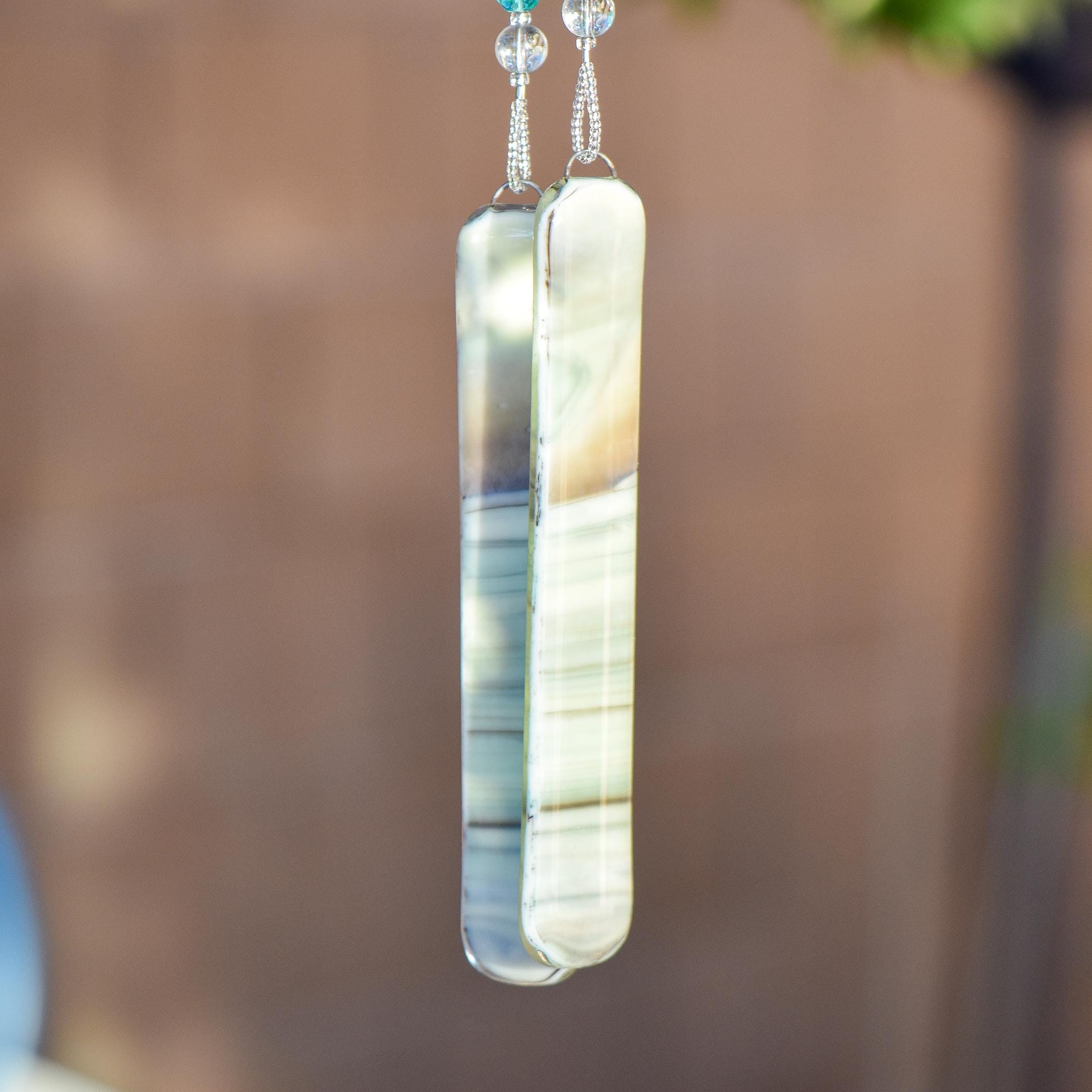 Smoky Ghana Krobo Bead Wind Chime for Patio or Garden - Housewarming, Retirement, Birthday Gift
