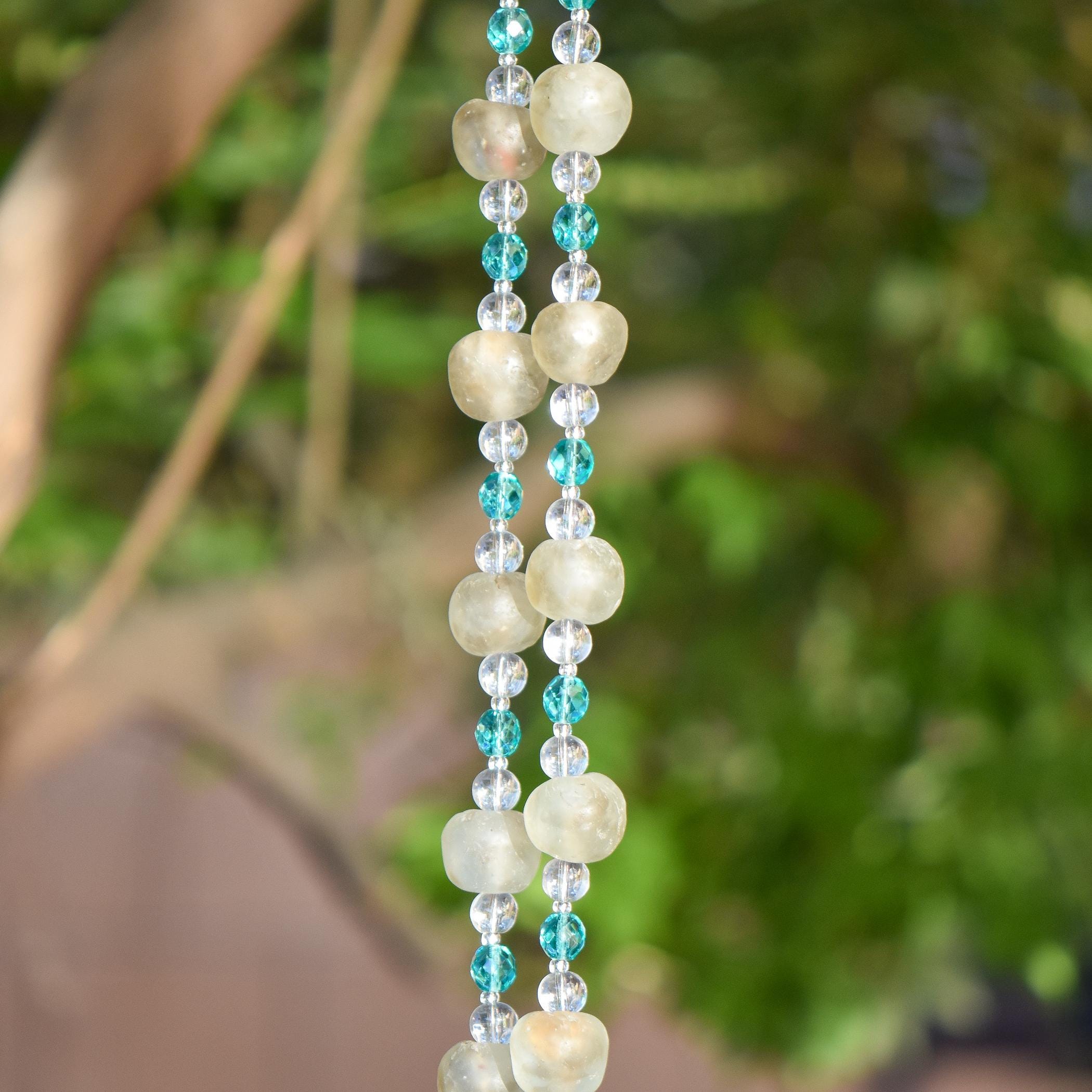 Smoky Ghana Krobo Bead Wind Chime for Patio or Garden - Housewarming, Retirement, Birthday Gift