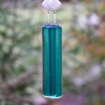 Long Glass and Stone Wind Chime: New Jade Stone and Caribbean Blue Fused Glass, 31" Long