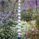 Long Glass and Stone Wind Chime: New Jade Stone and Caribbean Blue Fused Glass, 31" Long