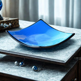 Beautiful Blue and Black Glass Tray - Trinket Tray, Bath, Entry or Office Decor