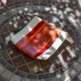 Orange & Red Striped Fused Glass Tray – 6" Square Trinket Dish