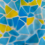 Handcrafted Fused Glass Bowl – Transparent Blues with Yellow Accents – One of a Kind Table Centerpiece - Housewarming, Wedding Gift