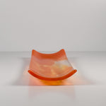 Bright Orange Fused Glass Channel Tray – 12” x 4”