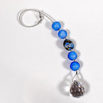 Blue Glass Sun Catcher Car Charm: Murano Glass with Bronze and Gold Foil, Crystal Prism, 9" Long