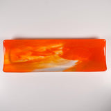 Bright Orange Fused Glass Channel Tray – 12” x 4”