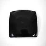 The black underside of square shaped fused glass tray.