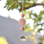 Small Handmade Rose Quartz Sun Catcher - Infuse Serenity into Your Commute - 8"