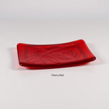 Glass Soap Dish with Olive Branch Design in Various Colors