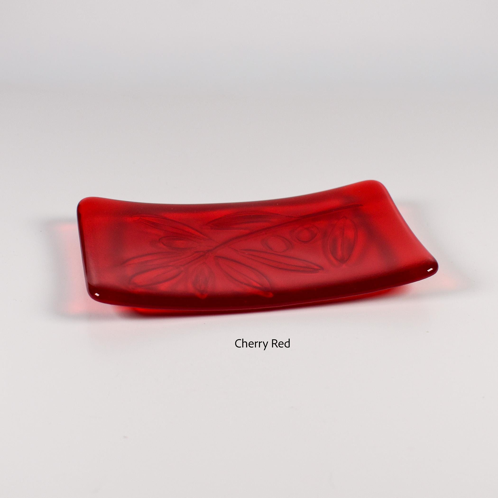 Glass Soap Dish with Olive Branch Design in Various Colors