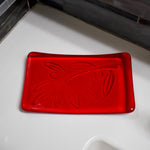 Glass Soap Dish with Olive Branch Design in Various Colors
