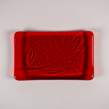 Glass Soap Dish with Olive Branch Design in Various Colors