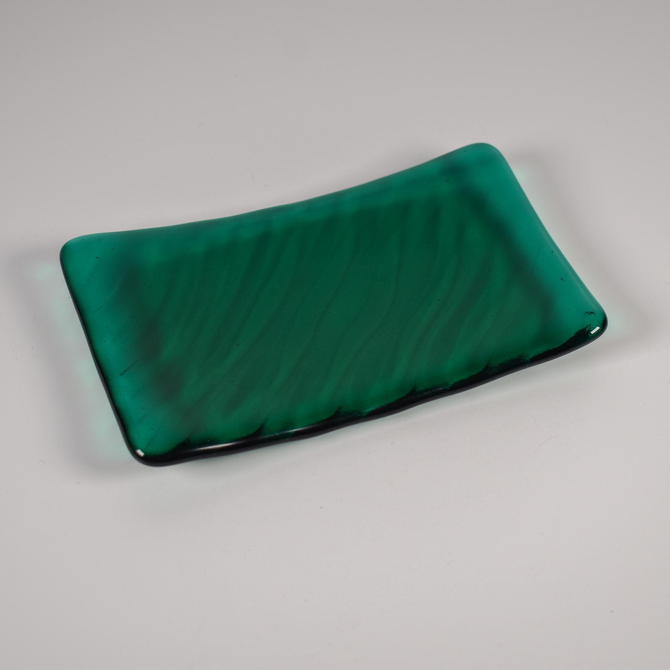 Glass Soap Dish with Wave Design - Various Colors